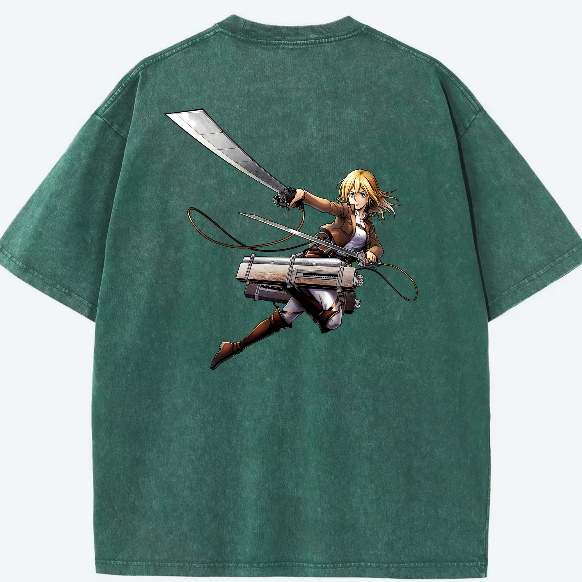 （画像用） 進撃の巨人 クリスタ·レンズ Attack on Titan Christa Lenz 綿100% ヴィンテージ風 半袖Tシャツ（背面プリント）